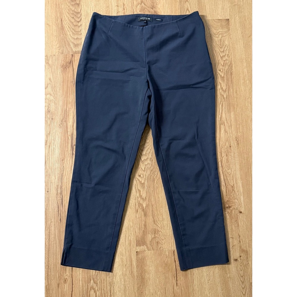Lafayette 148 New York Stanton Navy Blue Slim Leg Side Zip Ankle Pants Size 8